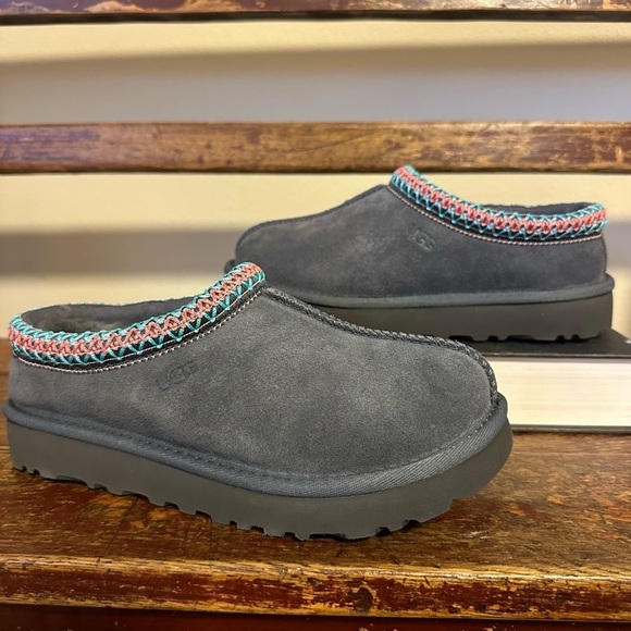 UGG Dark Gray Tasman Slippers Slip On Suede Mules - Picture 1 of 12